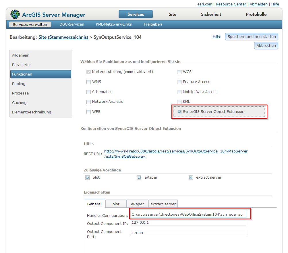 Anpassung der Handler configuration im ArcGIS Server 10.5.1 Manager Anpassung der Handler configuration im ArcGIS Server 10.5.1 Manager
