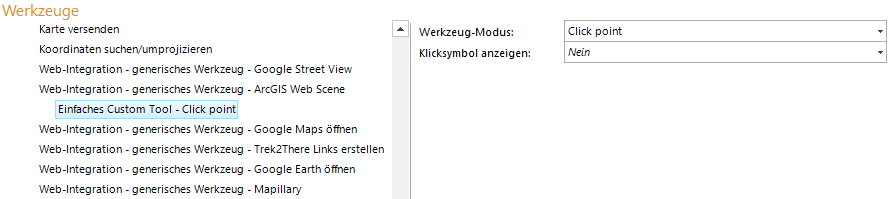 Konfiguration eines Einfachen Custom Tool für Webszene