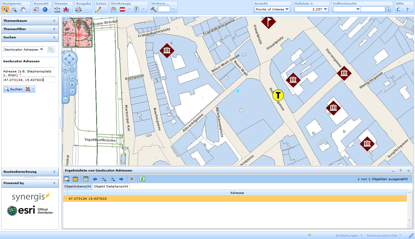 Eingabe von Koordinaten in die Geolocator Suche Eingabe von Koordinaten in die Geolocator Suche