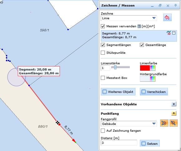 Punkt- und Linienfang auf ein Fangprofil im WebOffice html client Punkt- und Linienfang auf ein Fangprofil im WebOffice html client