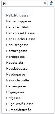 Werteliste mit Autovervollständigung Werteliste mit Autovervollständigung