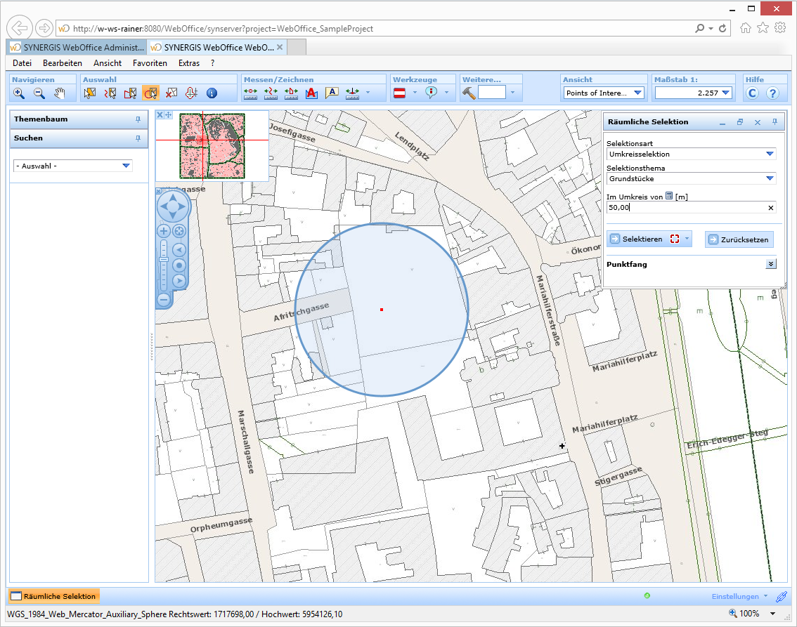 Erstellen eines Umkreises im WebOffice html Client um Objekte zu selektieren