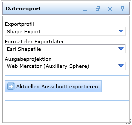 Datenexport Werkzeugfenster für Vektordaten Datenexport Werkzeugfenster für Vektordaten