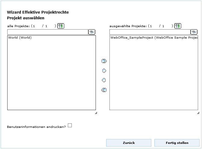 UserManagement Admin Web - Projektauswahl für effektive Projektrechte UserManagement Admin Web - Projektauswahl für effektive Projektrechte