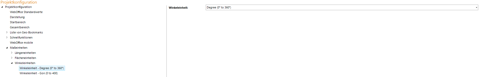 Konfiguration - Winkeleinheiten Konfiguration - Winkeleinheiten