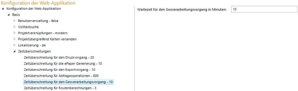 Konfiguration - Zeitüberschreitung für Geoverarbeitungsvorgang Konfiguration - Zeitüberschreitung für Geoverarbeitungsvorgang