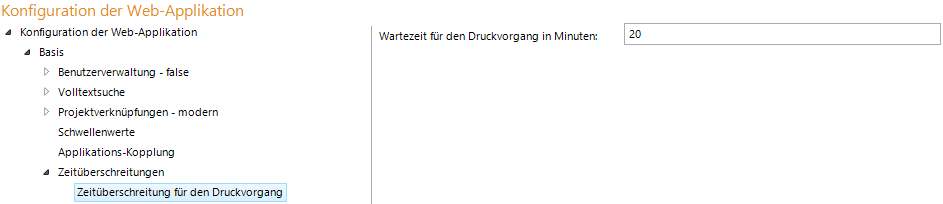 Konfiguration - Zeitüberschreitung für Druckvorgang Konfiguration - Zeitüberschreitung für Druckvorgang