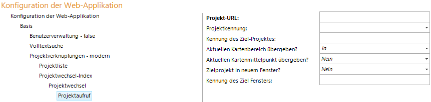 Konfiguration des Projektaufruf