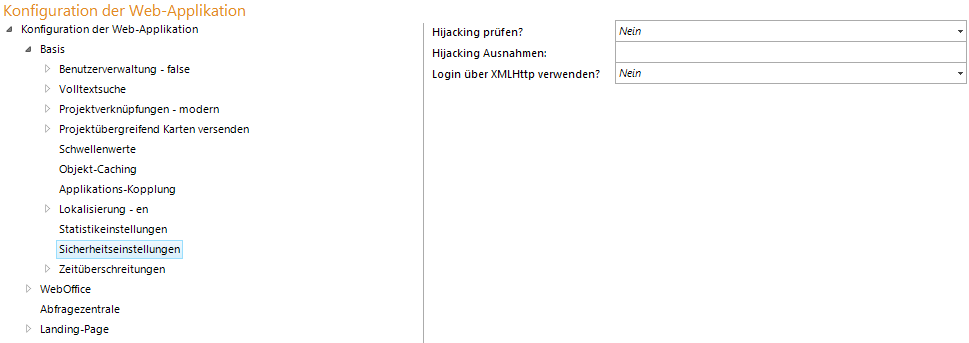 Konfiguration - Sicherheitseinstellungen