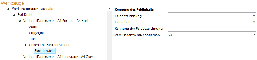 Konfiguration Generische Funktionsfelder