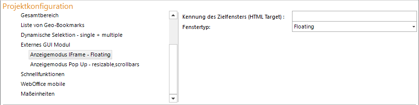 Anzeigemodus IFrame Konfiguration