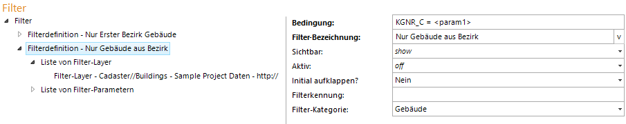 Konfiguration der Filterdefinition