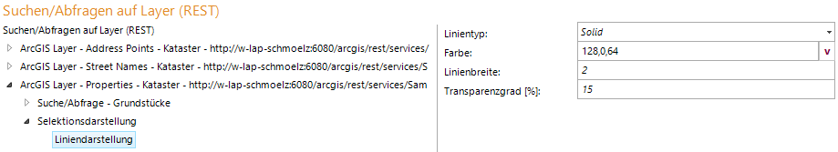 Konfiguration Liniendarstellung