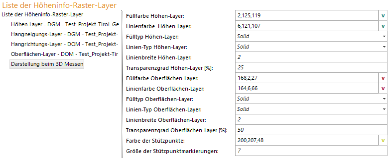 Konfiguration - Darstellung beim 3D Messen
