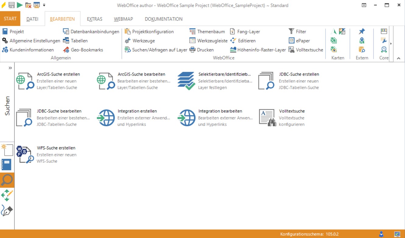 WebOffice author Stapelmenü Suchen