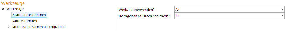 Konfiguration des Werkzeuges Favoriten/Lesezeichen Konfiguration des Werkzeuges Favoriten/Lesezeichen