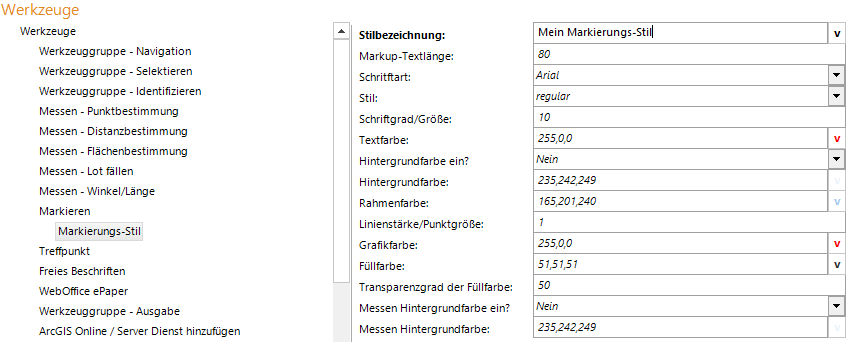 Konfiguration des Markierungs-Stils
