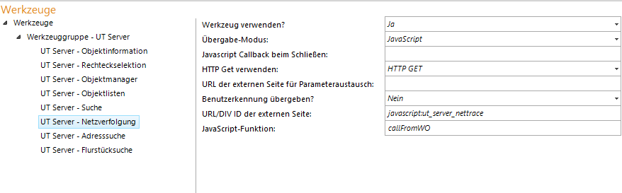 Konfiguration - UT Server - Netzverfolgung Konfiguration - UT Server - Netzverfolgung