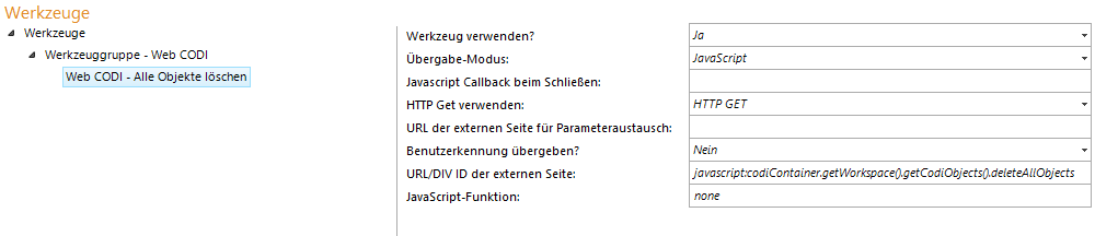 Konfiguration - Web CODI Alle Objekte löschen