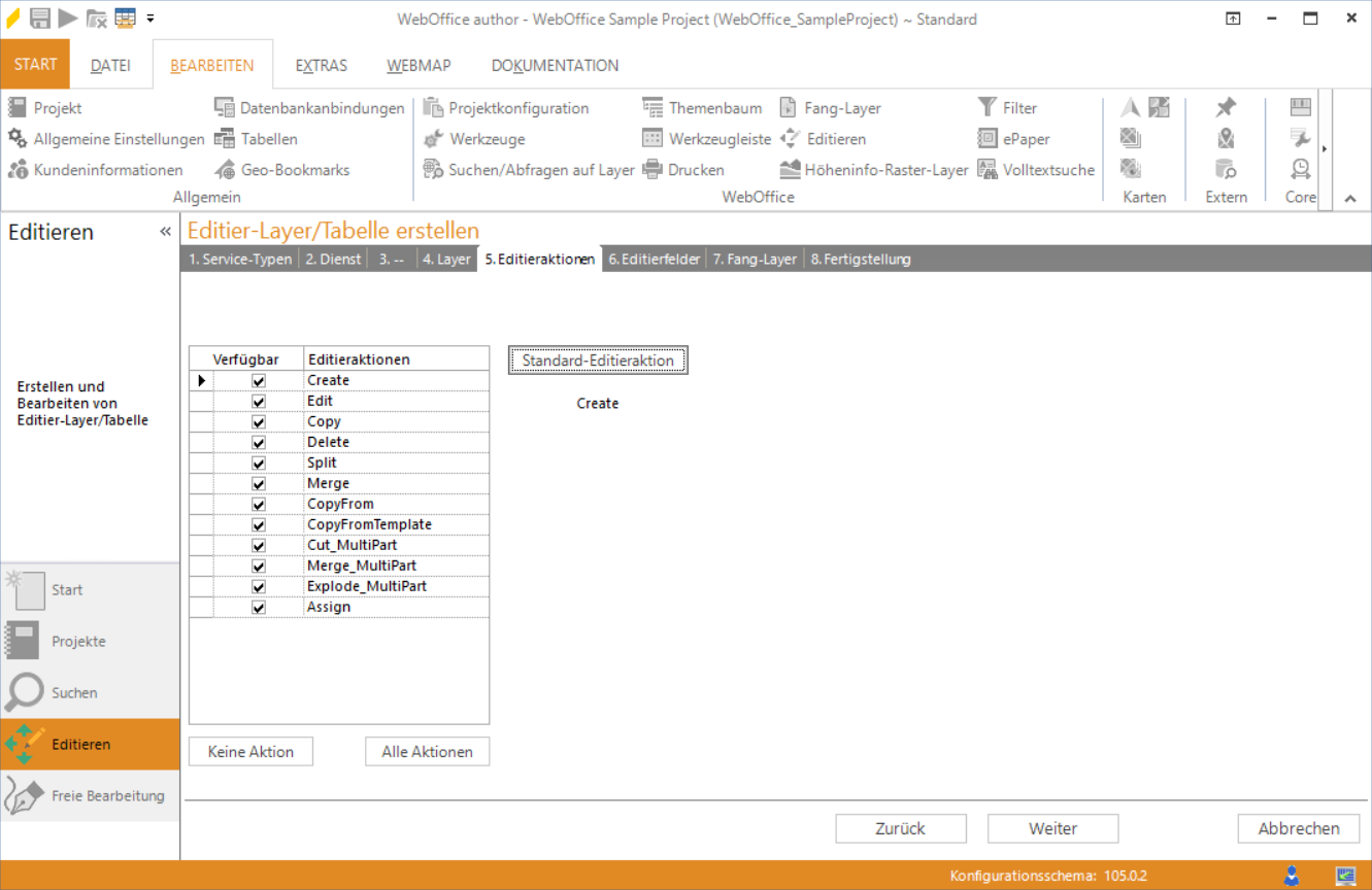 Assistent "Editierlayer erstellen" - Editieraktion auswählen Assistent "Editierlayer erstellen" - Editieraktion auswählen