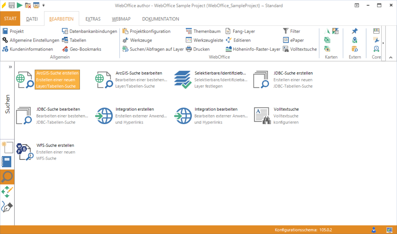 Ausführung des Assistenten "ArcGIS-Suche erstellen" Ausführung des Assistenten "ArcGIS-Suche erstellen"