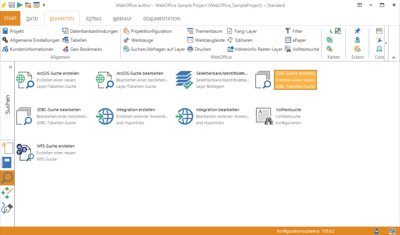 Start des Assistenten "JDBC-Suche erstellen" Start des Assistenten "JDBC-Suche erstellen"