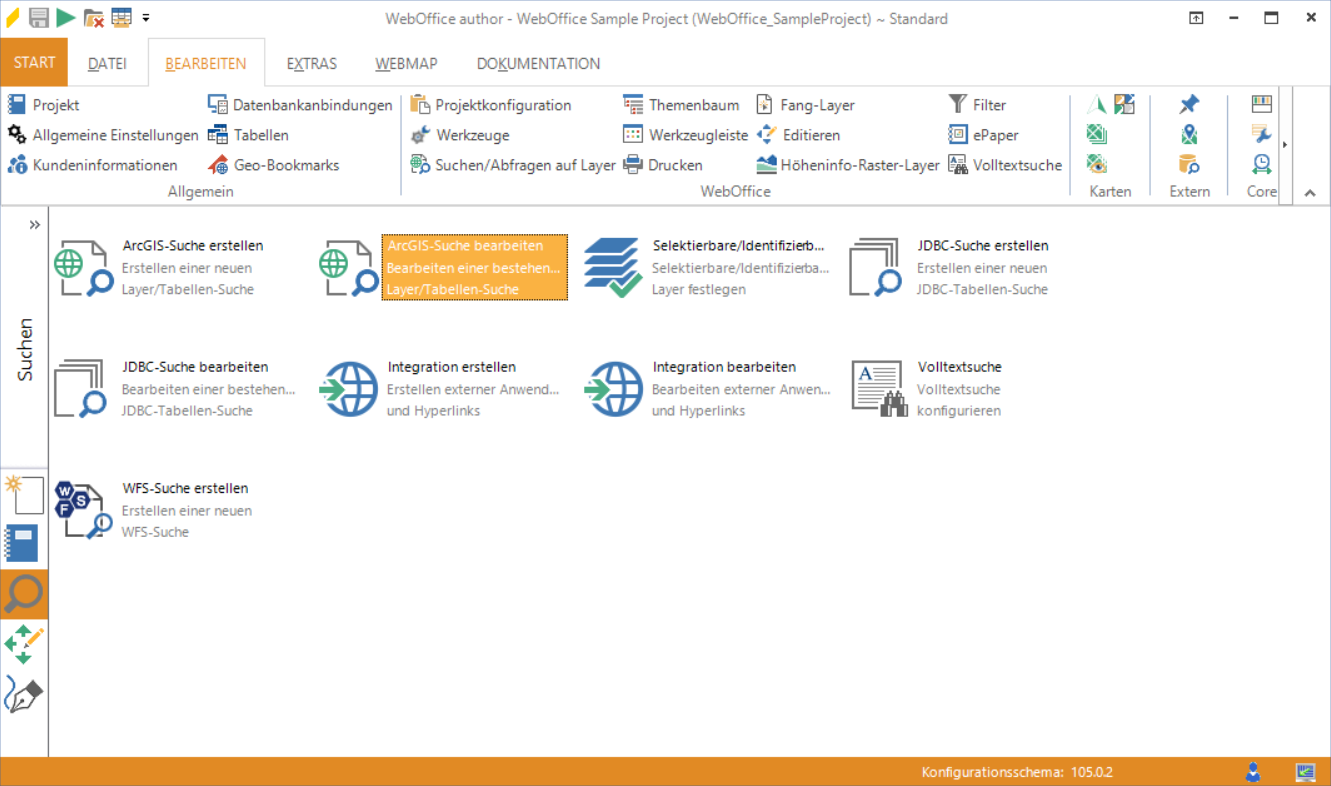 Ausführung des Assistenten "ArcGIS-Suche bearbeiten" Ausführung des Assistenten "ArcGIS-Suche bearbeiten"