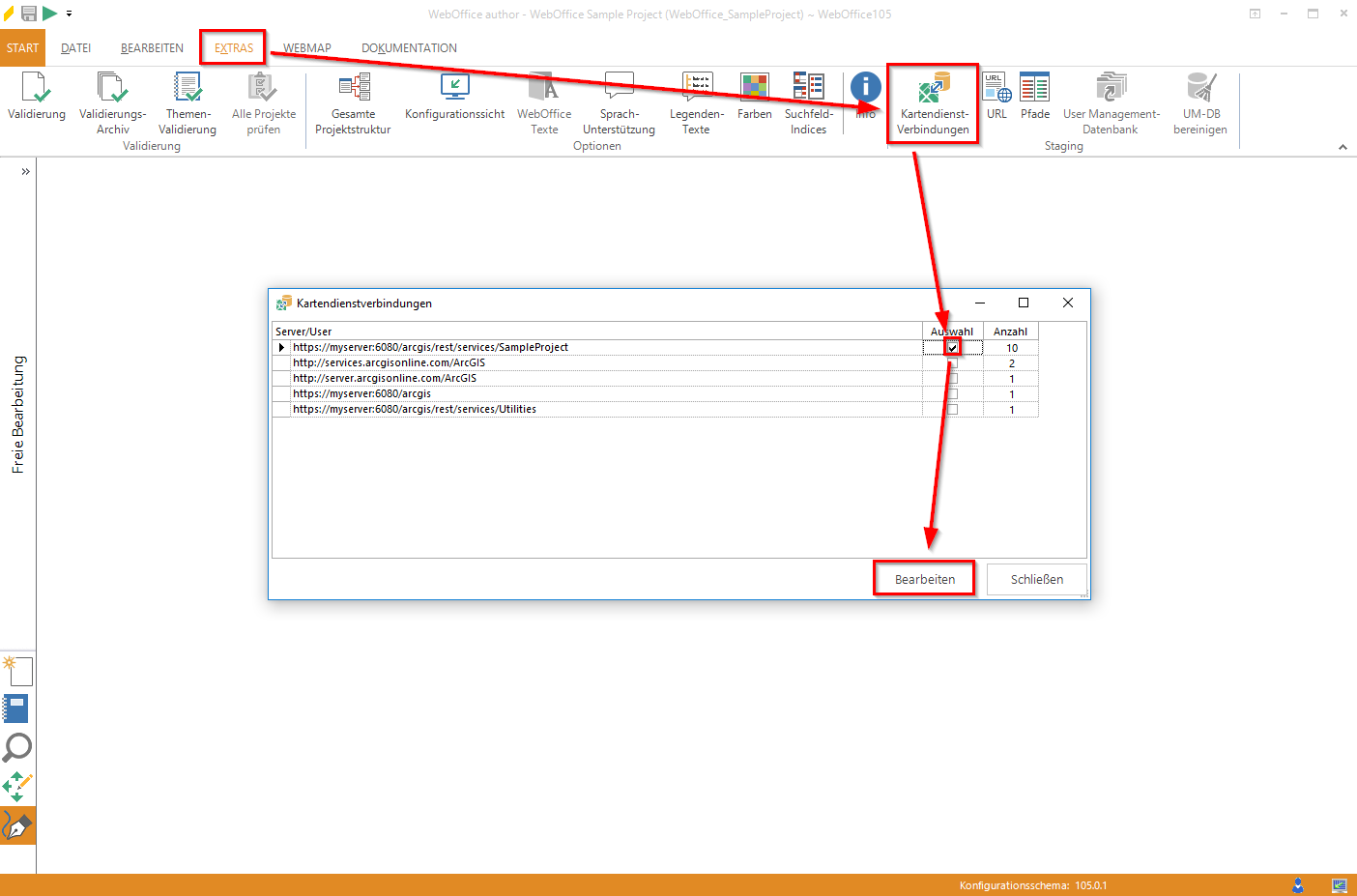 Kartendienstverbindungen ändern Kartendienstverbindungen ändern
