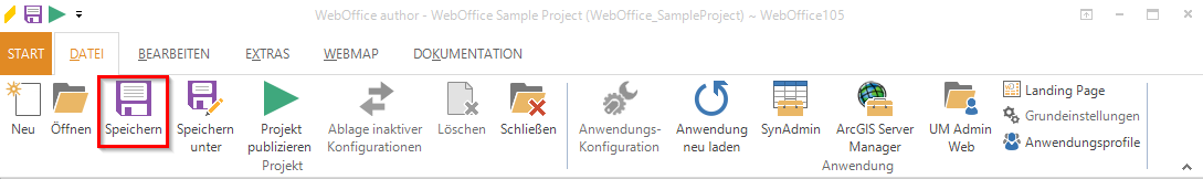 Speichern der Projektkonfiguration Speichern der Projektkonfiguration
