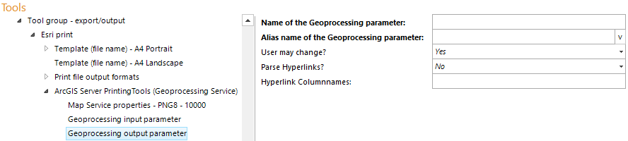 Geoprocessing output parameter configuration