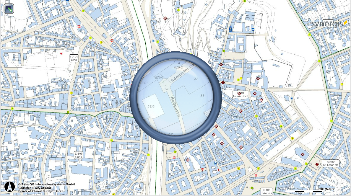 Activated magnifier tool in the WebOffice flex (flash) client