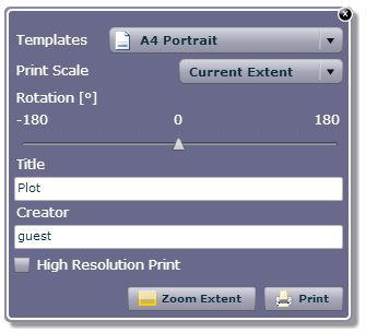 Print tool form in the WebOffice flex (flash) client