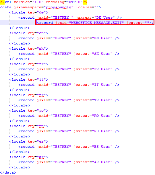 Configuration for suppressing the EXIT message in WebOffice core client