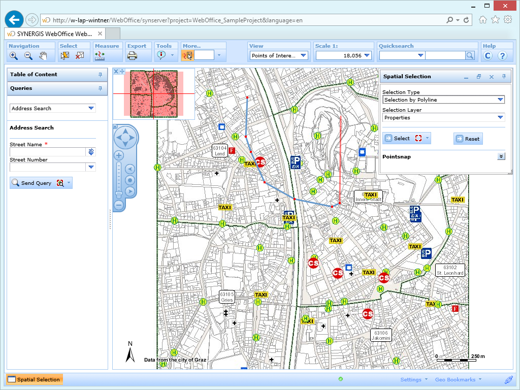 Creating a line to select features in the WebOffice html client