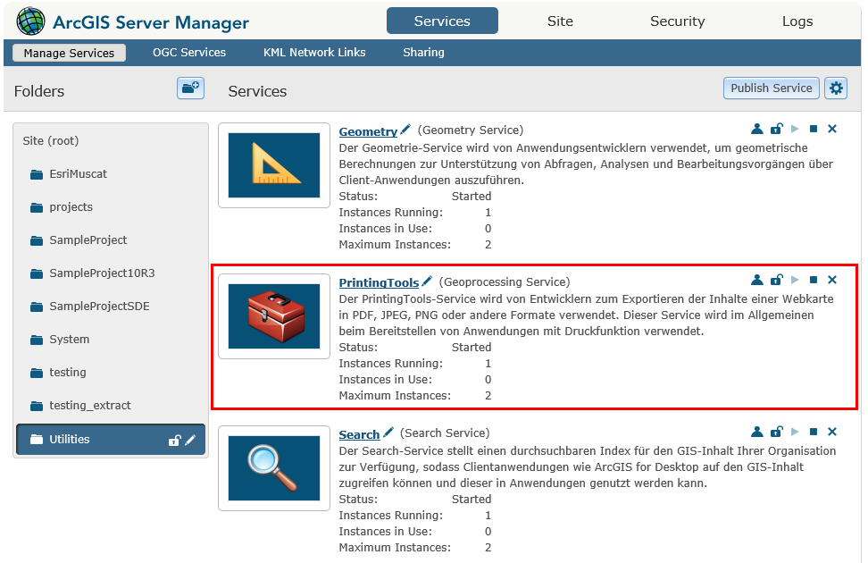 ArcGIS Server 10.5.1 standard PrintingTool