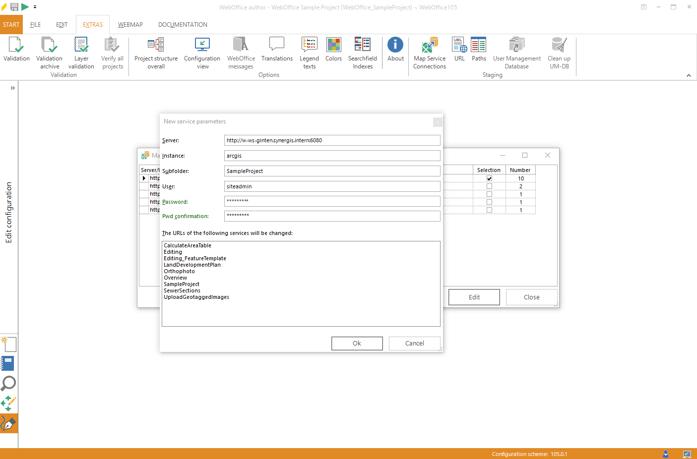 Adapt the server name, the user and password of the ArcGIS map services Adapt the server name, the user and password of the ArcGIS map services