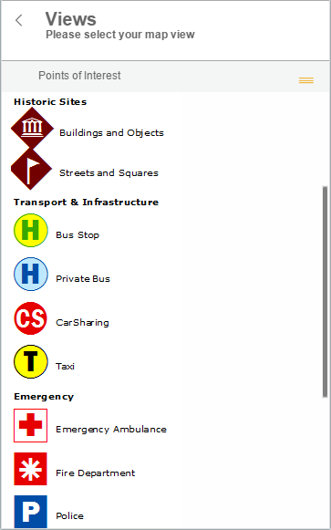 Legend in the map view tab - phone mode Legend in the map view tab - phone mode