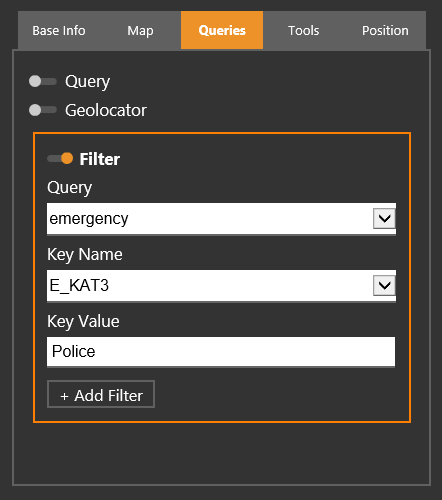 WebOffice map widget Testcontainer - filter