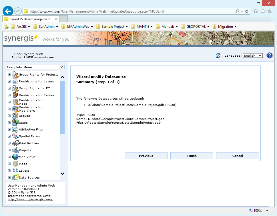 Modify a data source - step 3