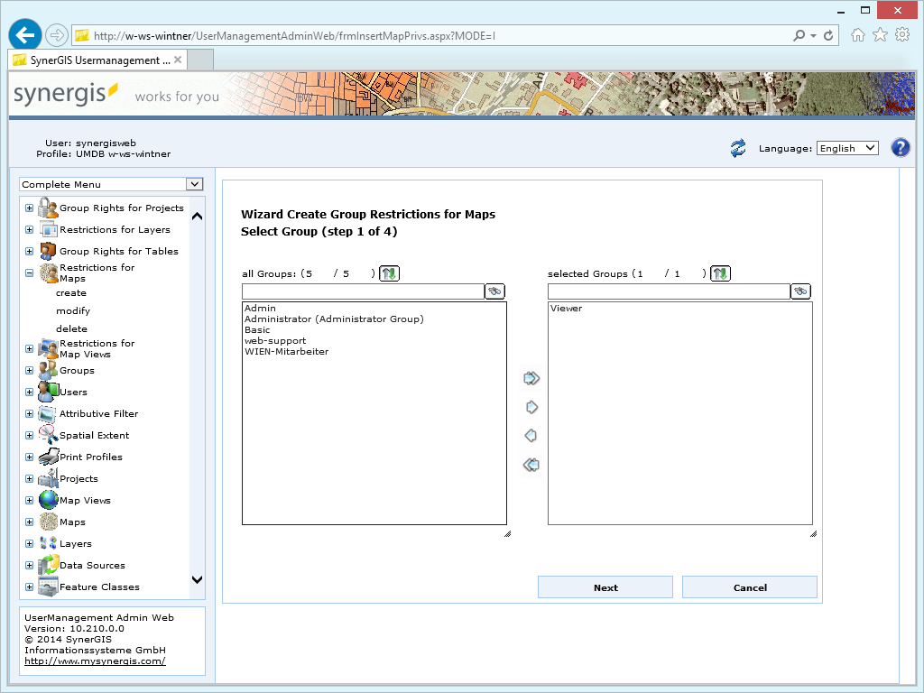 Create group restrictions for maps - step 1 select group