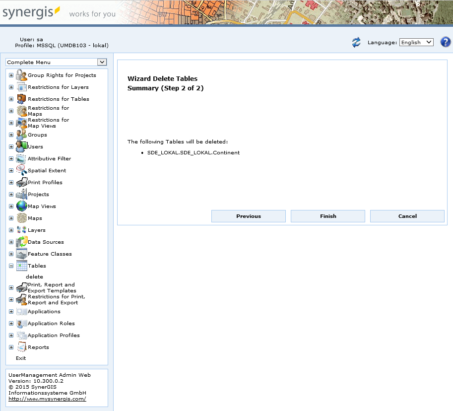 Delete a table - step 2 Delete a table - step 2