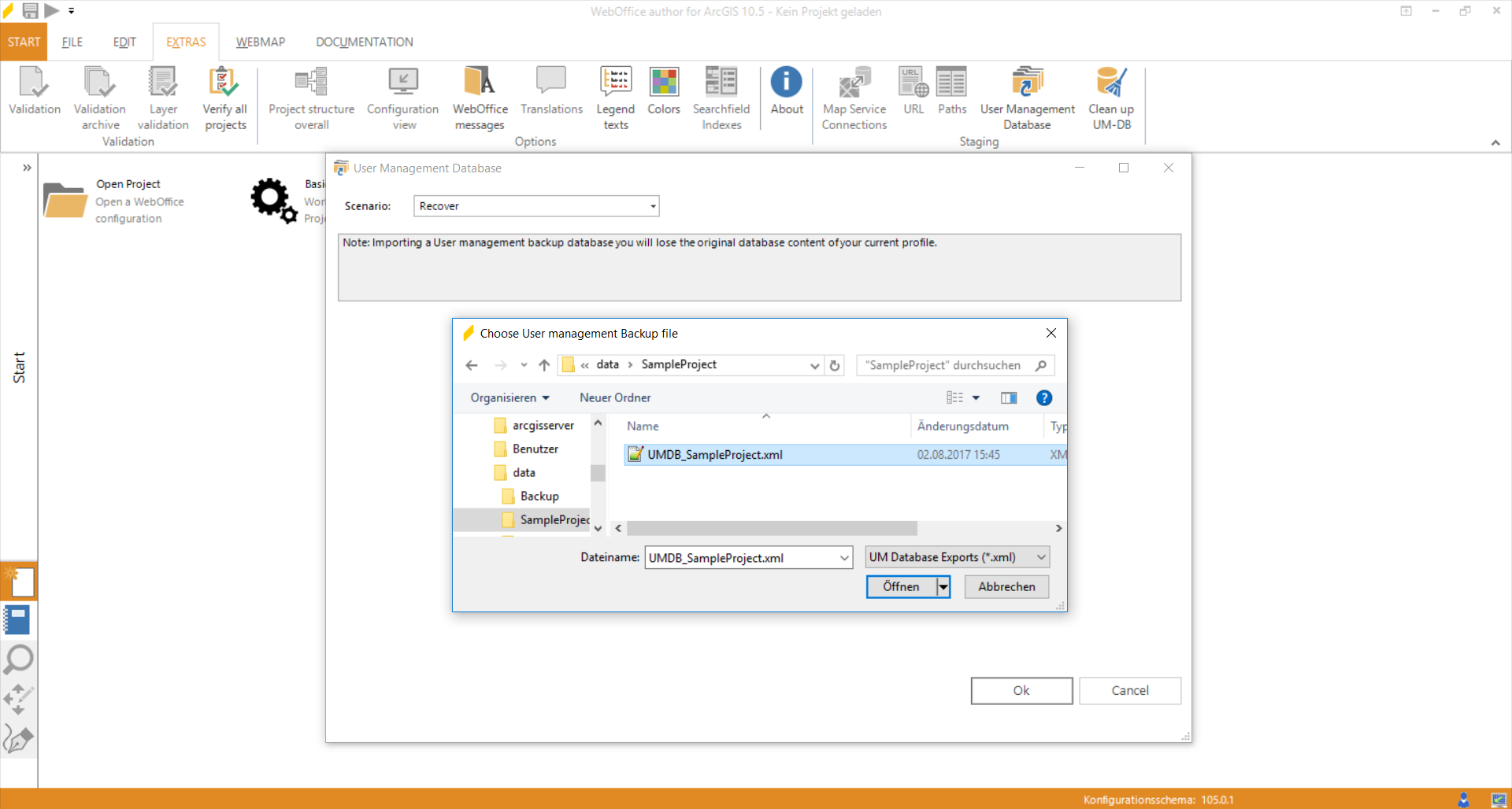 Select the sample UMDB XML file Select the sample UMDB XML file