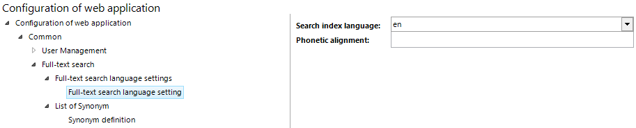 Full-text search language settings configuration