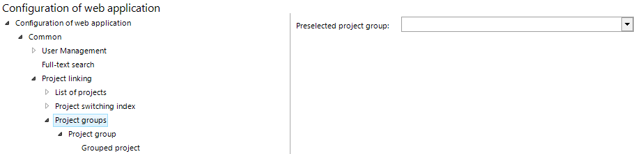 Project groups configuration