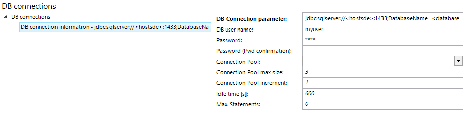 Database connection configuration Database connection configuration