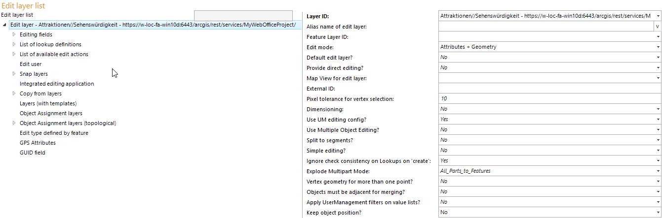 Edit layers configuration Edit layers configuration