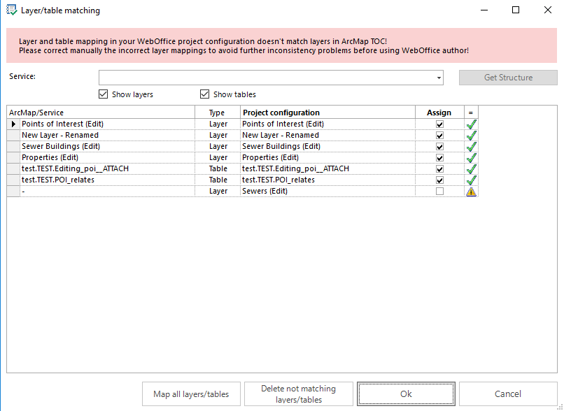 Delete not matching layers