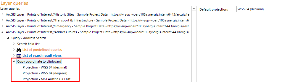 Coordinates to clipboard - Definition of 1-n target projections Coordinates to clipboard - Definition of 1-n target projections