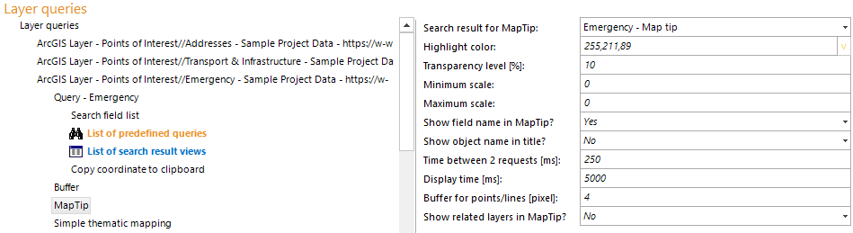 MapTip configuration