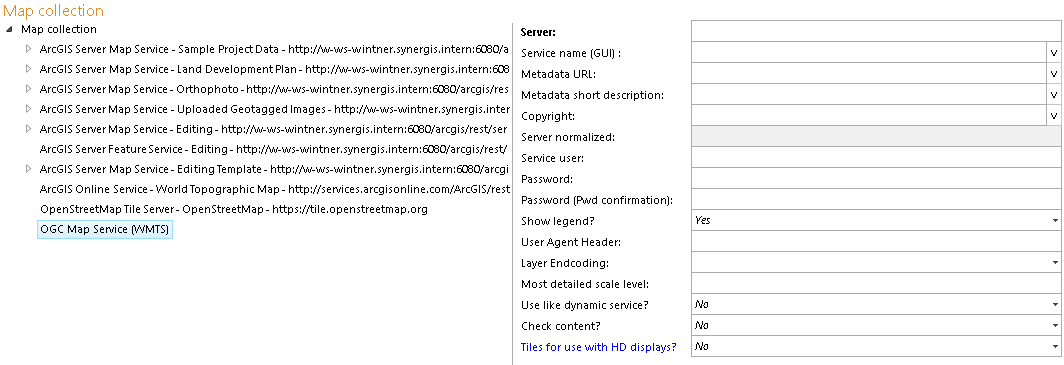 OGC Map Service (WMTS) configuration